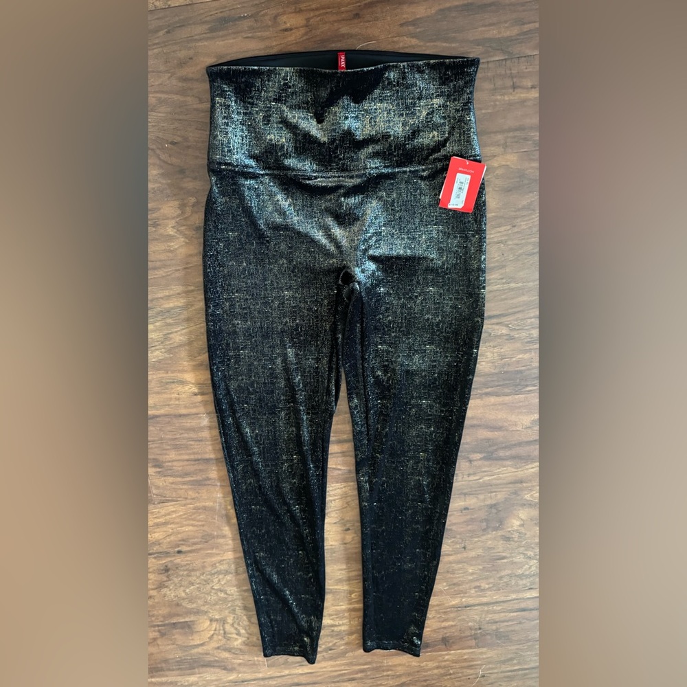 SPANX Shimmering Black and Gold Leggings